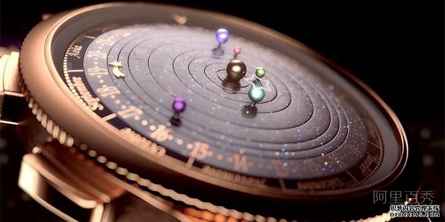 天文钟表在手腕上准确地显示出太阳系的运动